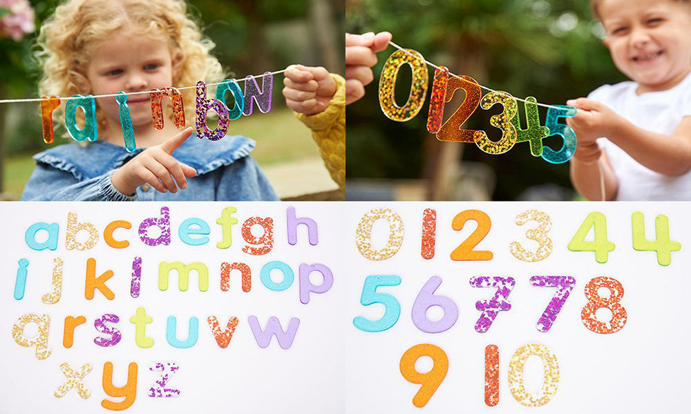 Rainbow Glitter Letters & Numbers