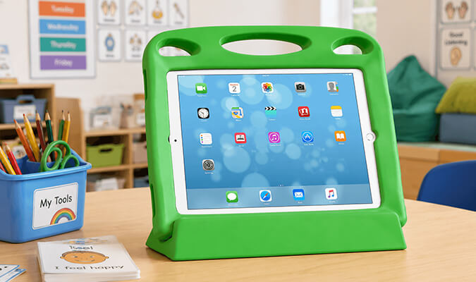 Green Big Grips Lift frame and stand for iPad Pro 12.9