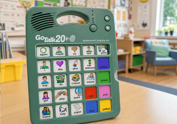 GoTalk 20+ Lite Touch AAC communication aid.