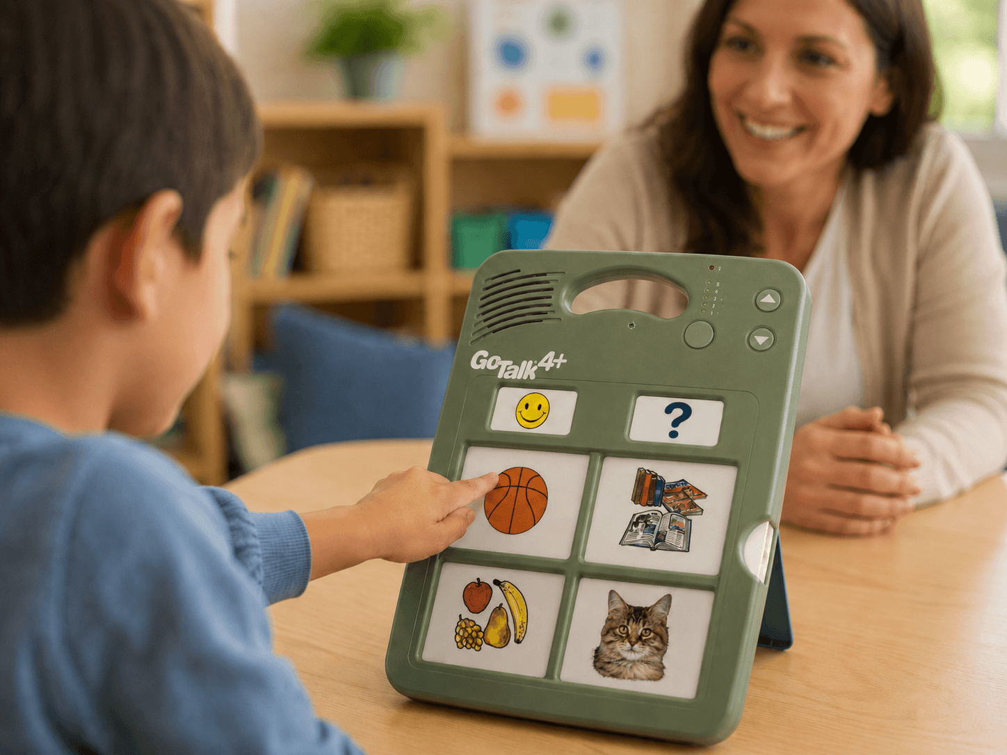 GoTalk 4+ Lite Touch used by child in a speech therapy session