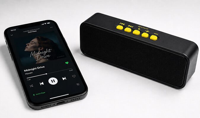 Switch adapted audio player with Bluetooth and USB playback.