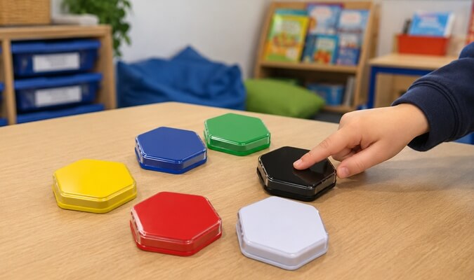 Talking Tiles communication device in a special education classroom